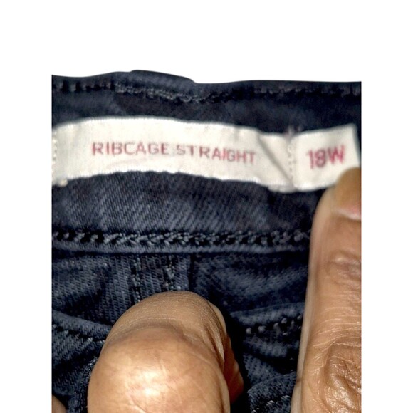 Levi's Premium Ribcage Straight Ankle Jeans Womens 18W Black Button Fly - Picture 4 of 8